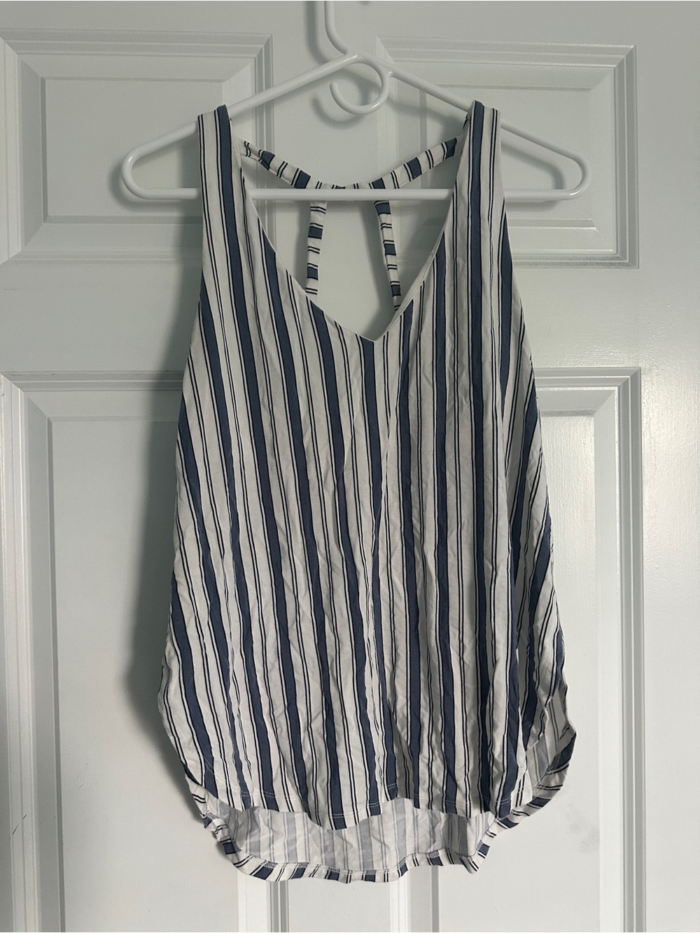 Tart Navy & White Striped Sleeveless V-Neck Tank